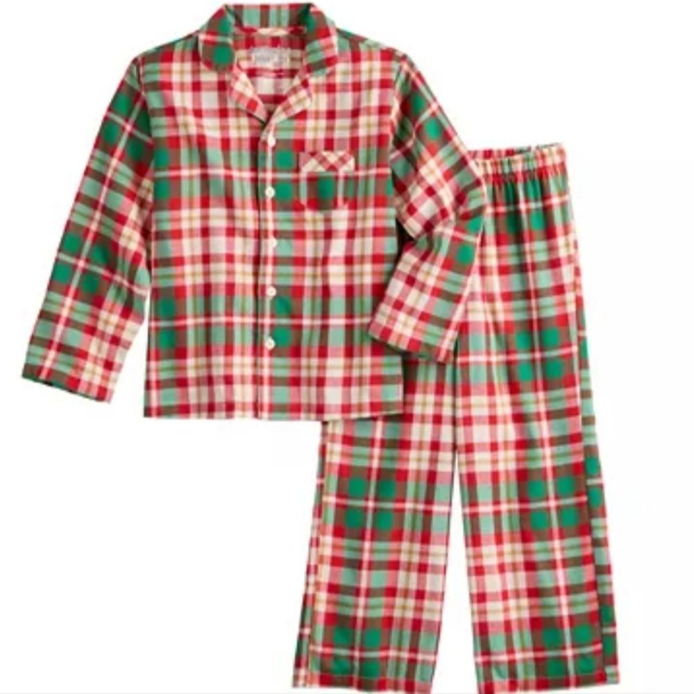 - Boys Jammies For Your Families holiday flannel Pajama set size 10